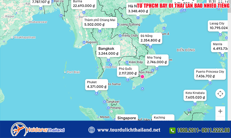 Từ TPHCM đi Thái Lan bao nhiêu km?